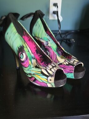 Vibrant Multi-Color Peep Toe High Heels IRON FIST ZOMBIE HEELS